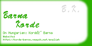 barna korde business card